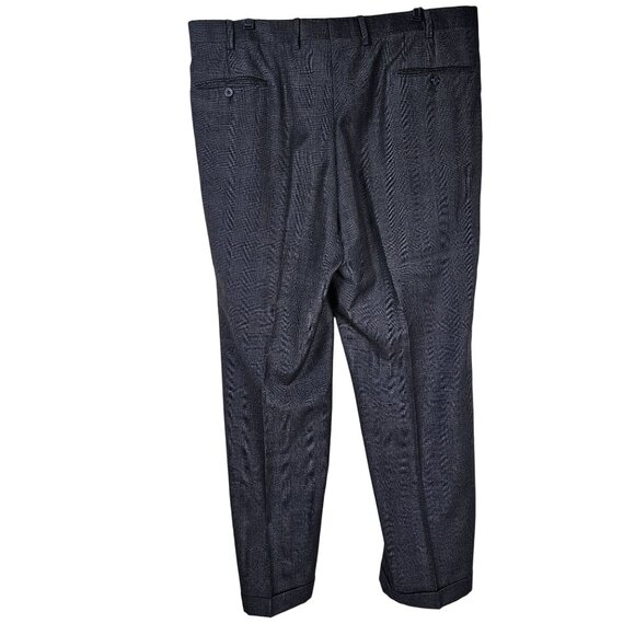 Brooks Brothers Wool-Cashmere Pleated Dress Pants 40x32 Gray Glen Plaid Cuffed - Picture 2 of 15